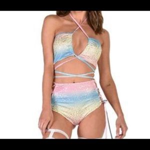 Pastel rainbow cheetah 2 piece